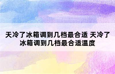 天冷了冰箱调到几档最合适 天冷了冰箱调到几档最合适温度